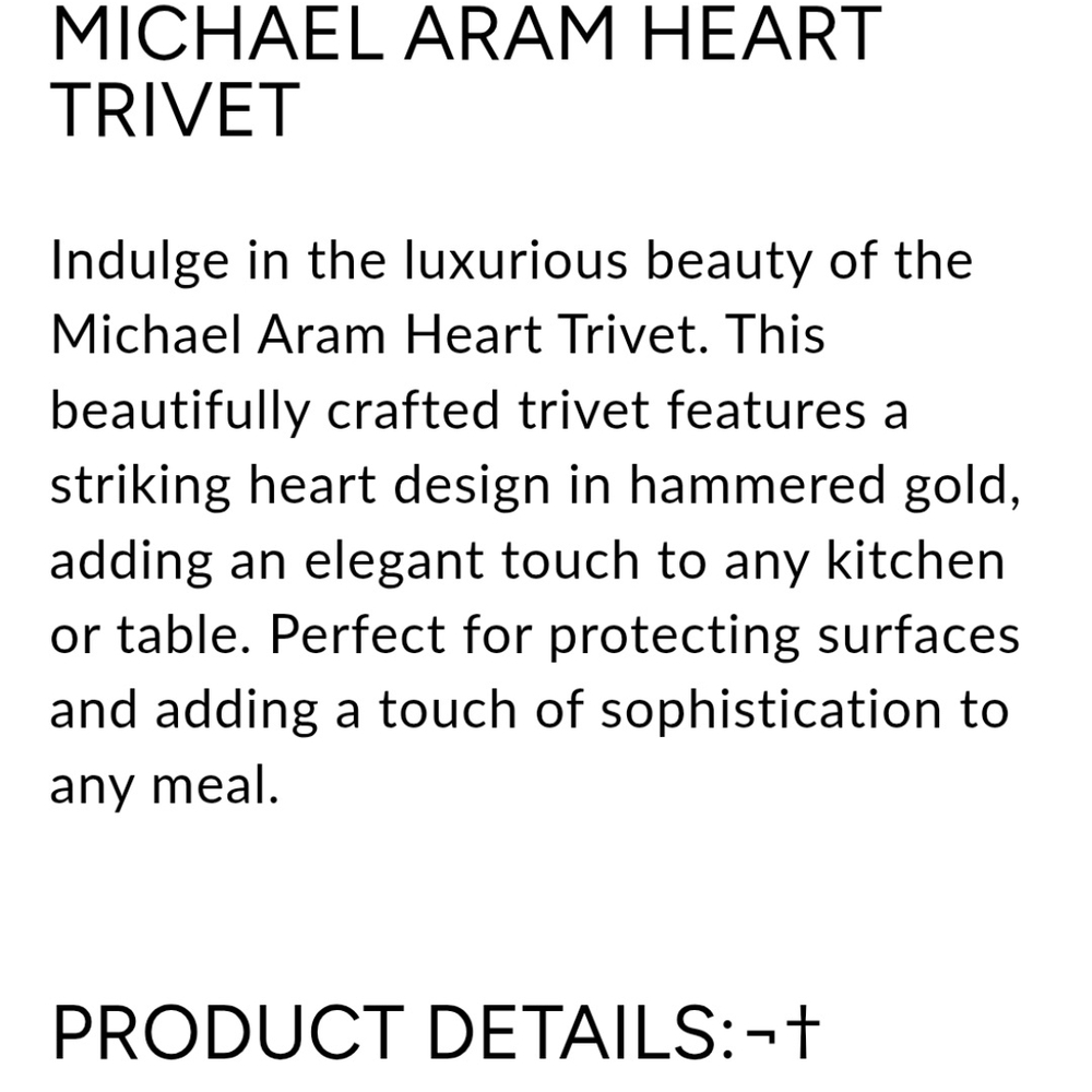 Michael Aram Gold Heart Trivet - Picture 8 of 8
